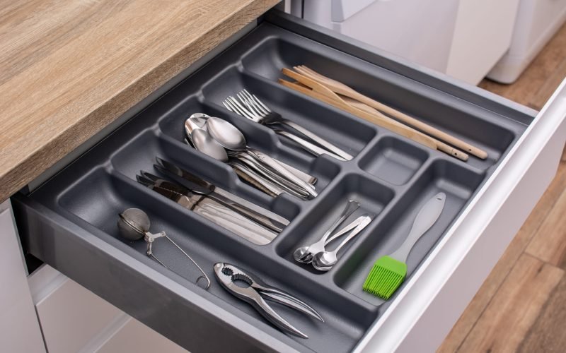 Drawer with cutlery in kitchen Drawer with cutlery in kitchen