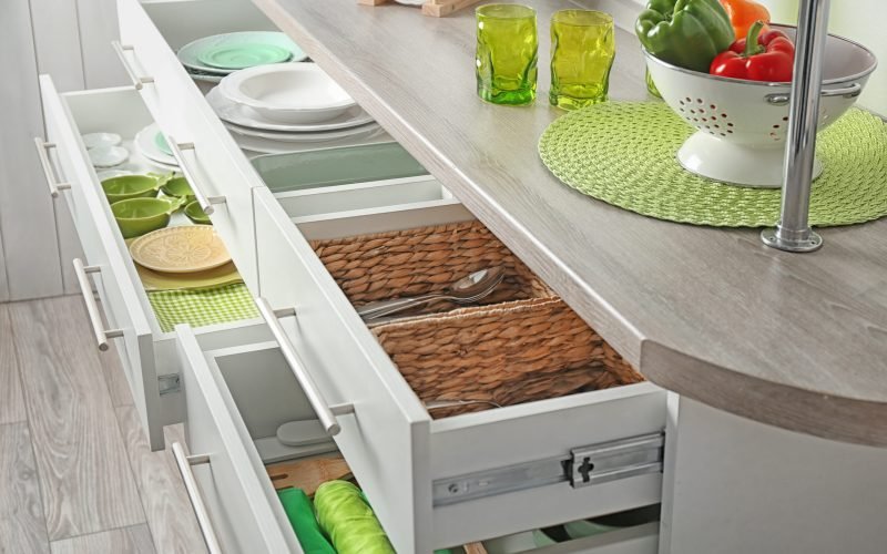 Drawers with different kitchenware Drawers with different kitchenware